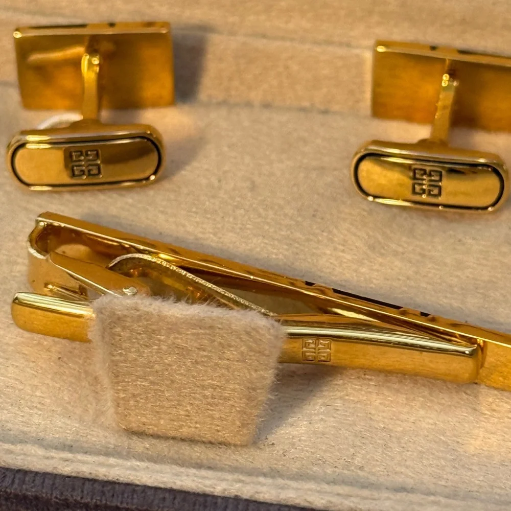 Givenchy Vintage Gold/Silver Cufflinks & Tie Clip Set - Picture 3 of 6